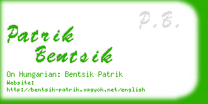 patrik bentsik business card